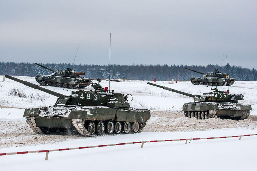 在雪地中訓練的俄軍第四坦克近衛師。