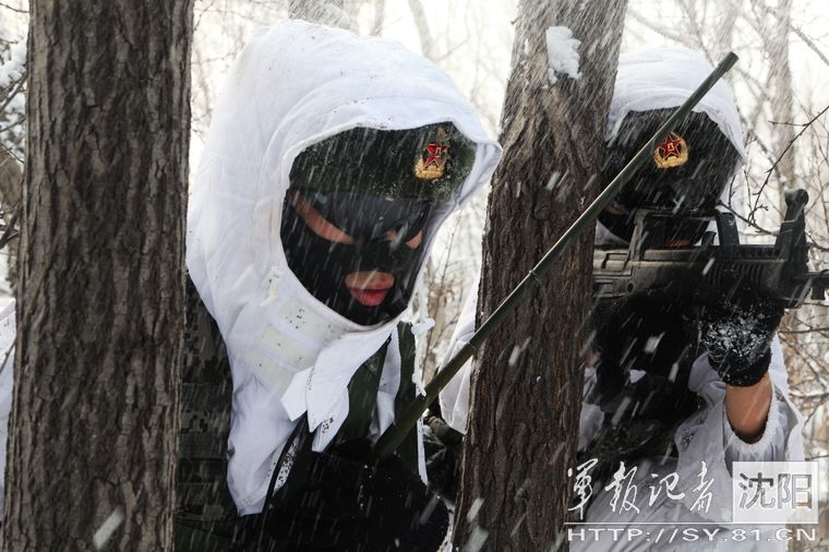 高清:解放軍裝甲旅深入林海雪原 大雪中進行偵察訓練【2】
