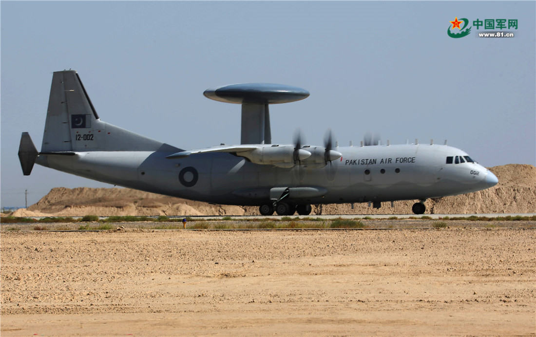 9月7日，參加中巴空軍“雄鷹-Ⅵ”多兵（機）種聯合訓練的巴基斯坦空軍預警機到達中國空軍某機場。劉暢 攝