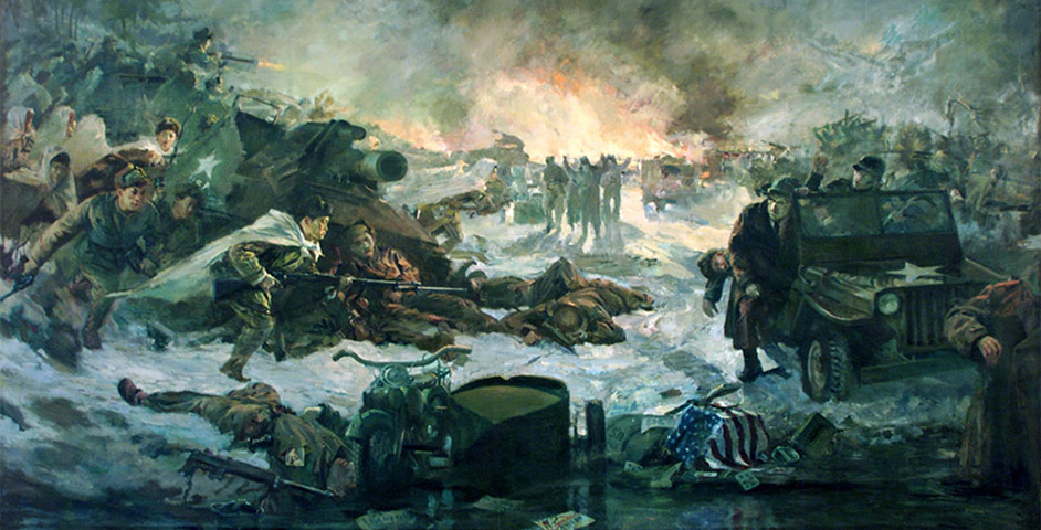 軍事博物館館藏：油畫《抗美援朝二次戰役》 作者：向天野