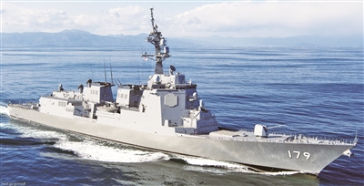 上图：日本海上自卫队摩耶级“宙斯盾”驱逐舰。