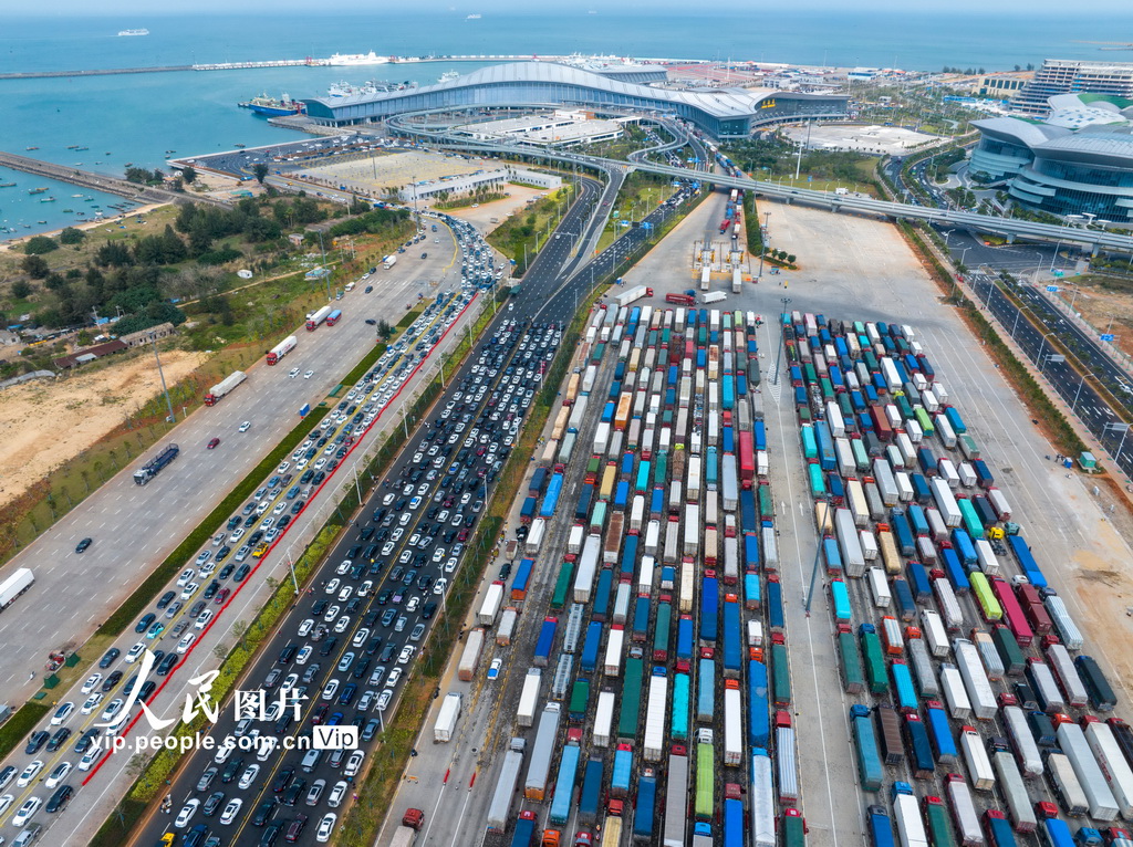 海南海口：繁忙的新海港