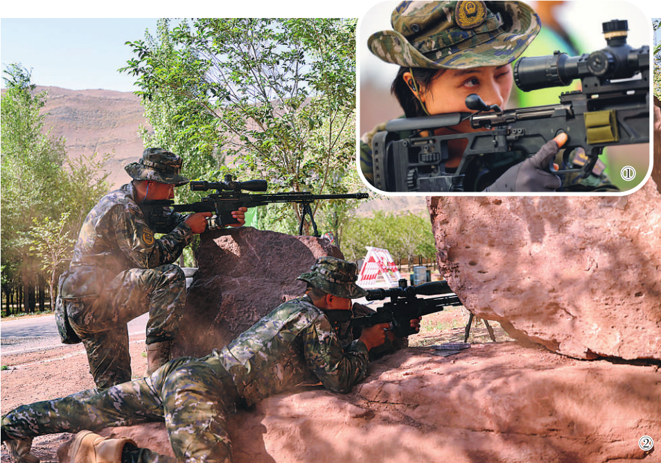 图①②:中国武警参赛队员在比赛中。本报特约记者 侯崇慧摄