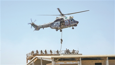 直升机滑降训练。何卫国摄