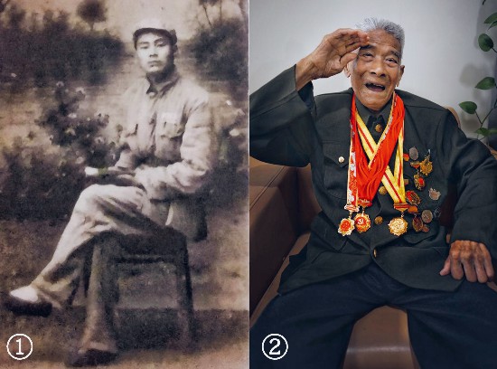 图①：青年时的龚新平。图②：老年时的龚新平。（图片由宫鲁迅提供）